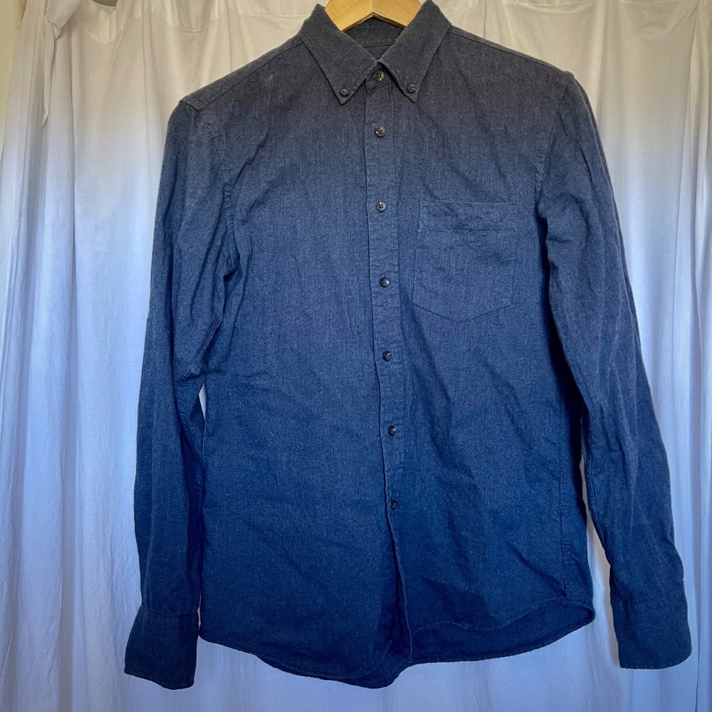 Soft Uniqlo dark blue flannel shirt, men's XS, EUC
